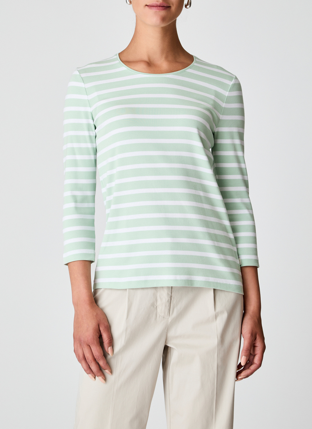 Shirt Rundhals 3/4 Arm, Pastel Pistachio Frontansicht