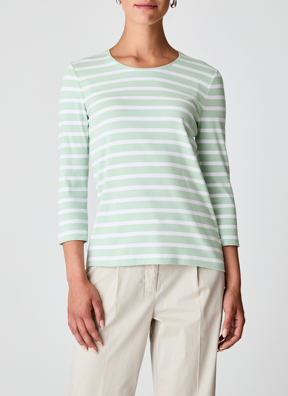 Shirt Rundhals 3/4 Arm Pastel Pistachio Frontansicht