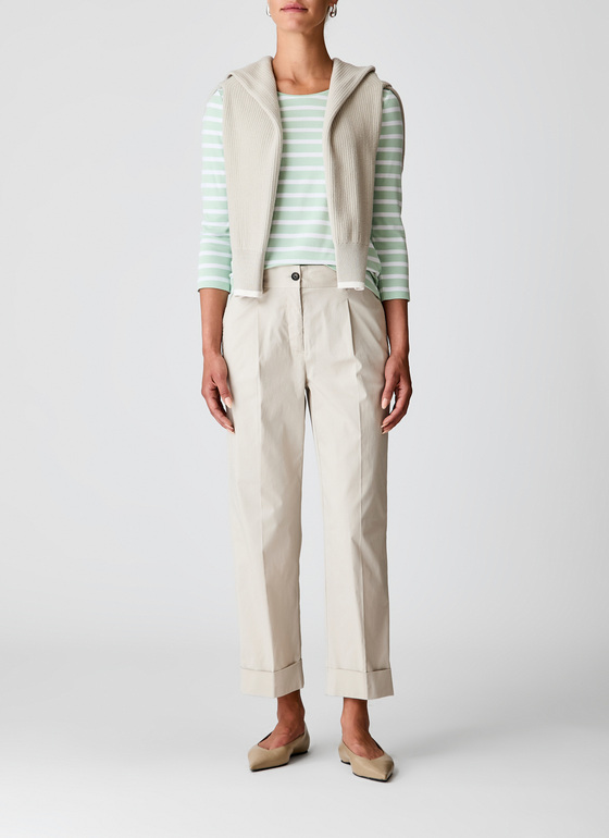Shirt Rundhals 3/4 Arm Pastel Pistachio Frontansicht