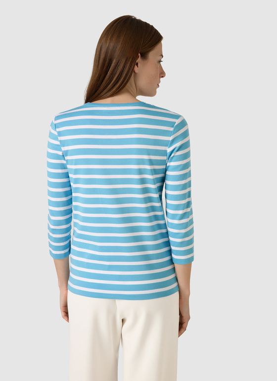 Shirt Rundhals 3/4 Arm Delphinium Blue Frontansicht