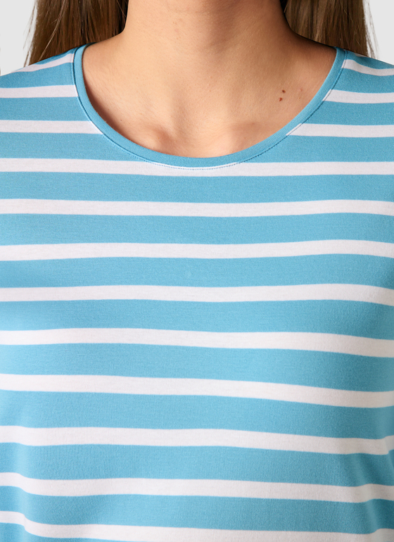 Shirt Rundhals 3/4 Arm Delphinium Blue Frontansicht