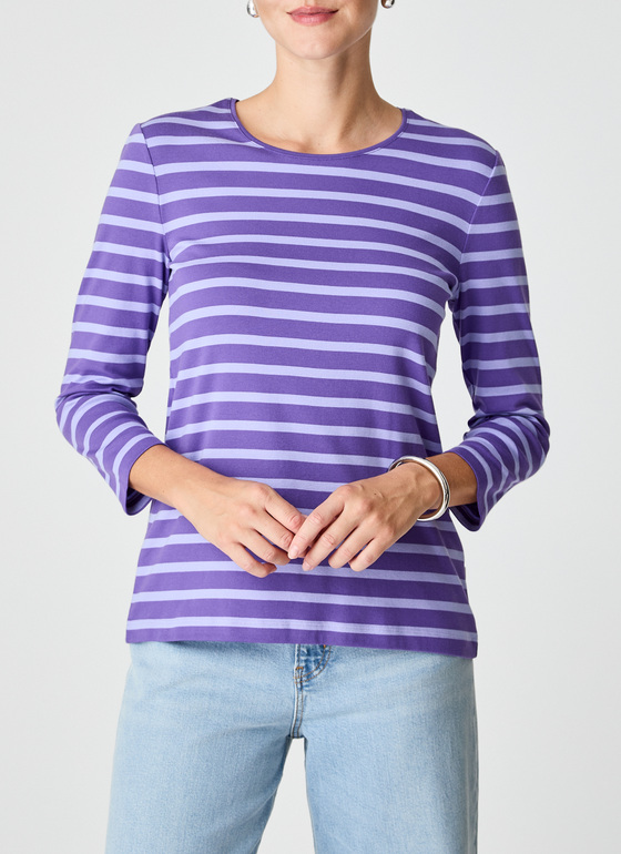 Shirt Rundhals 3/4 Arm Mythical Violet Frontansicht