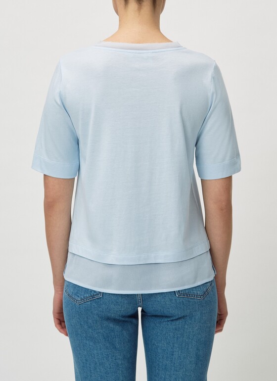 T-Shirt Rundhals, 1/1 Arm, 3/4 Arm Blue Porcelain Frontansicht