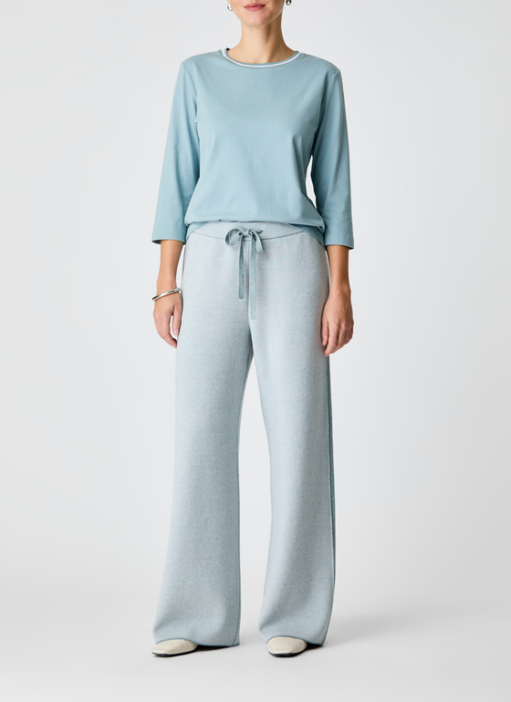 Longsleeve Rundhals 3/4 Arm Lake Blue Frontansicht