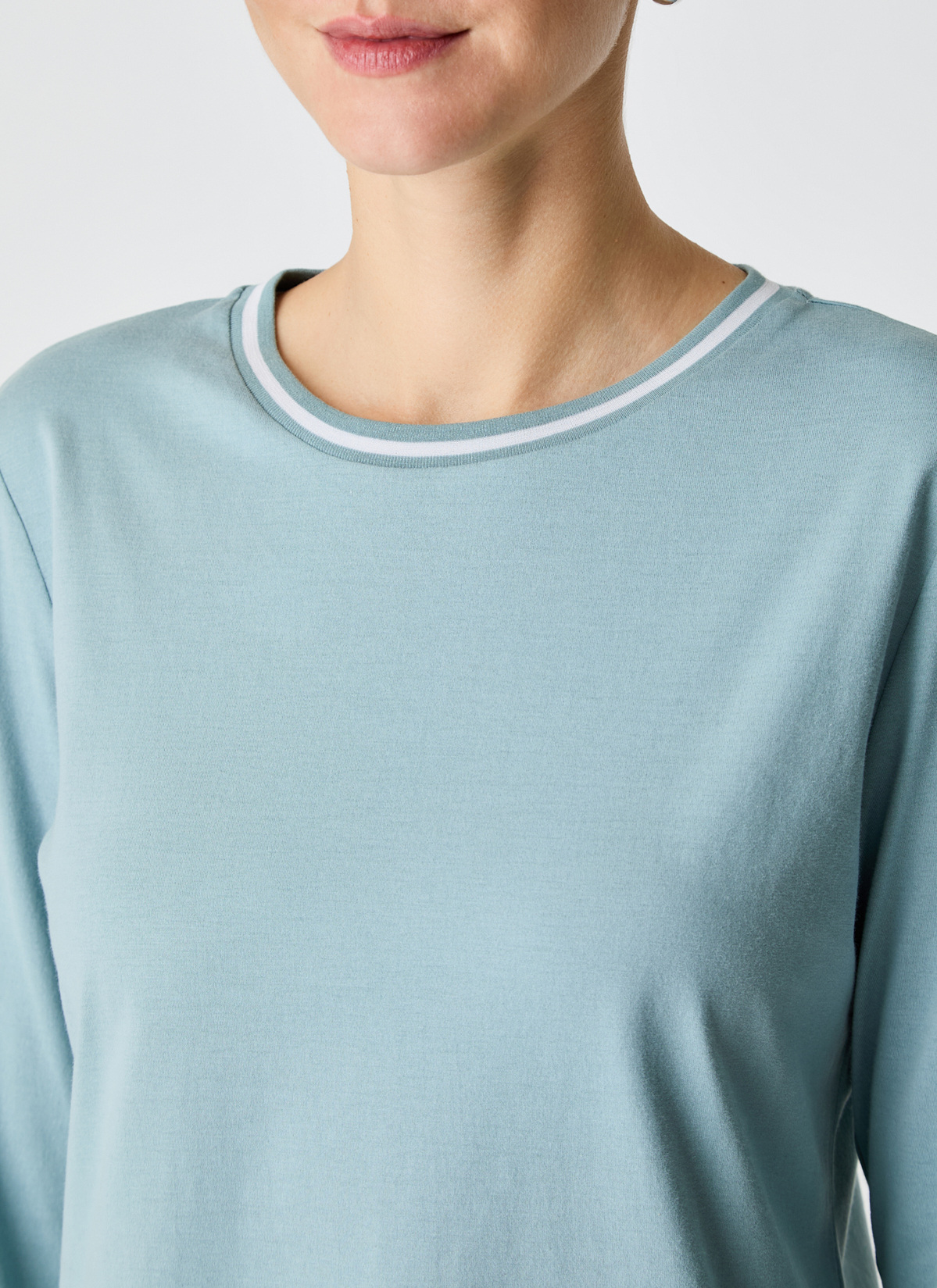 Longsleeve Rundhals 3/4 Arm, Lake Blue Detailansicht 2