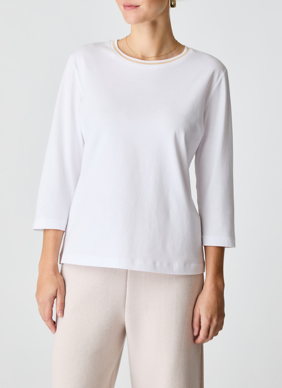 Longsleeve Rundhals 3/4 Arm Pure White Frontansicht