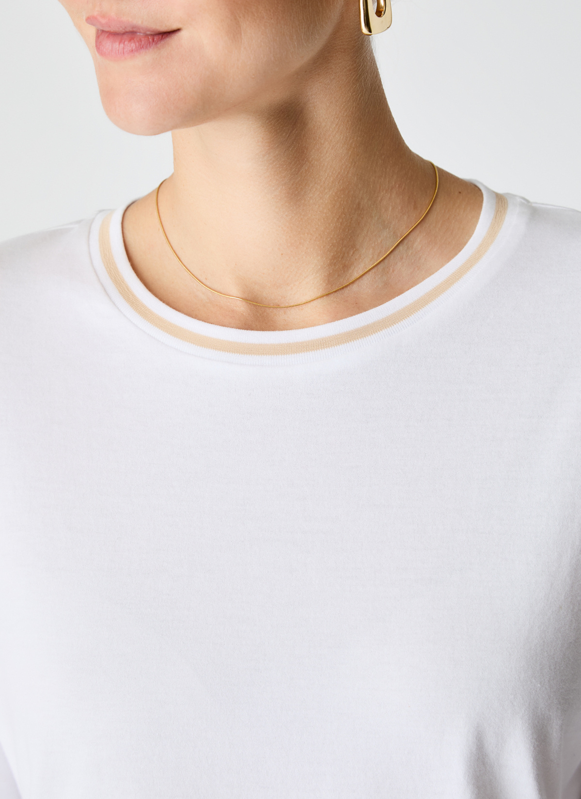 Longsleeve Rundhals 3/4 Arm, Pure White Detailansicht 2