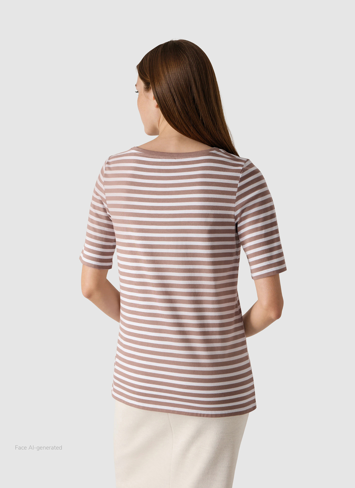 T-Shirt Rundhals 1/2 Arm, Nougat Rückansicht