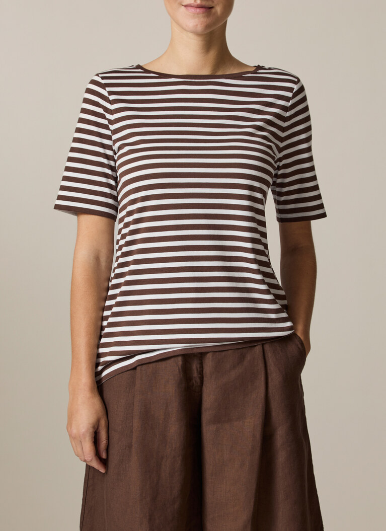 T-Shirt Rundhals 1/2 Arm, Dark Chocolate Frontansicht