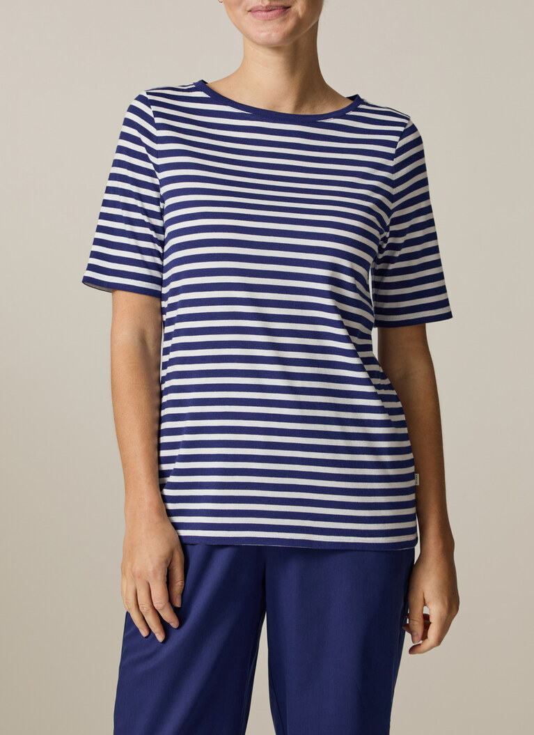T-Shirt Rundhals 1/2 Arm, Mystic Blue Frontansicht