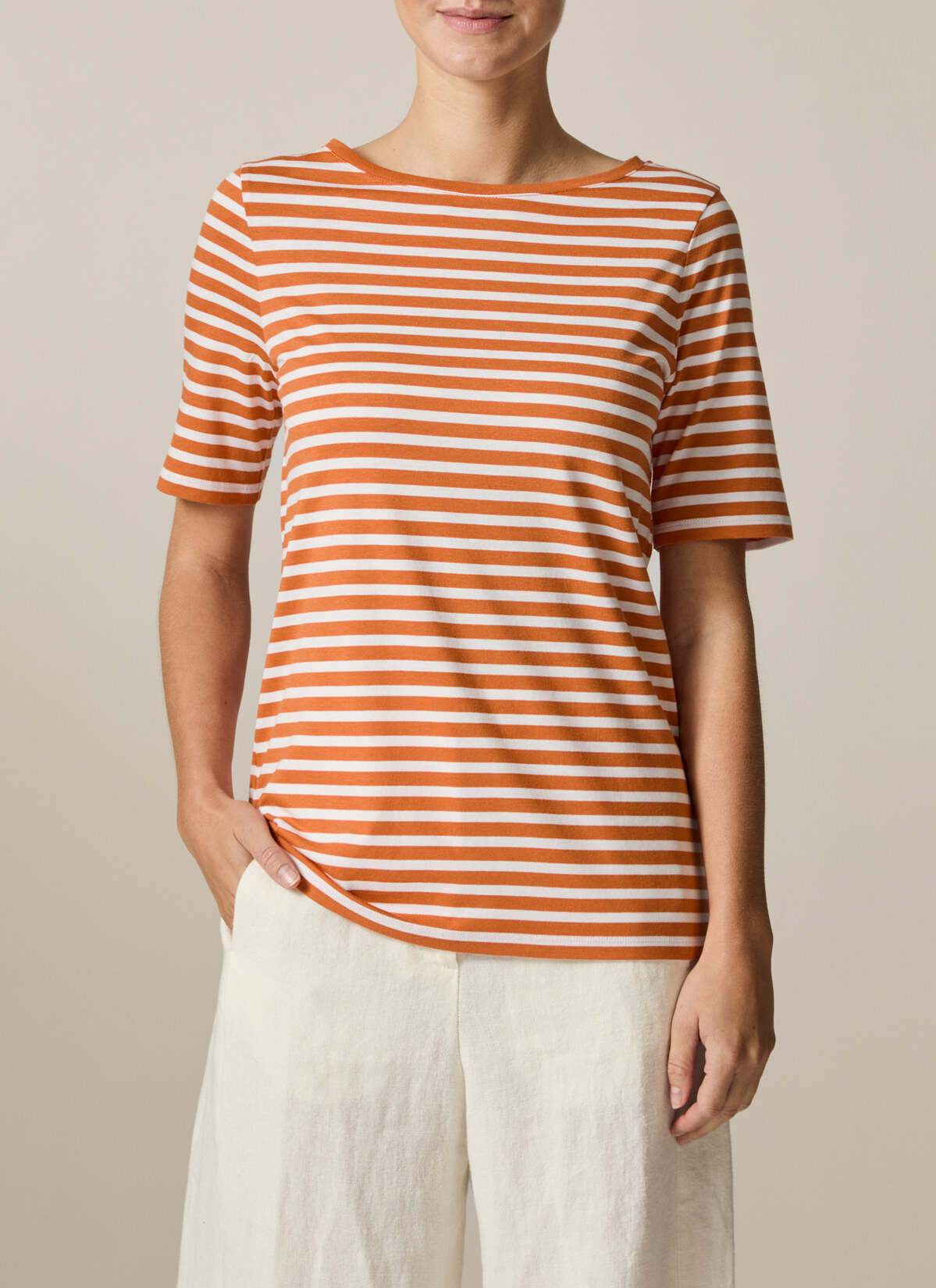 T-Shirt Rundhals 1/2 Arm, Mandarin Detailansicht 1