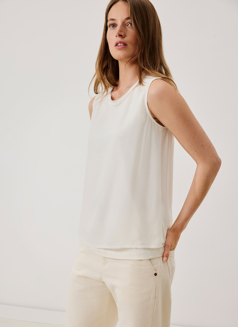 Ärmelloses Shirt Baumwoll-Modal-MischungNew White Frontansicht