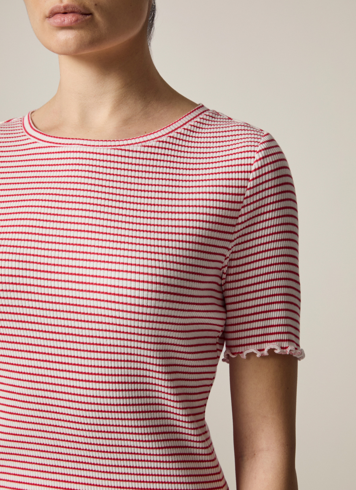 T-Shirt Rundhals 1/2 Arm, Lychee Red Detailansicht 1