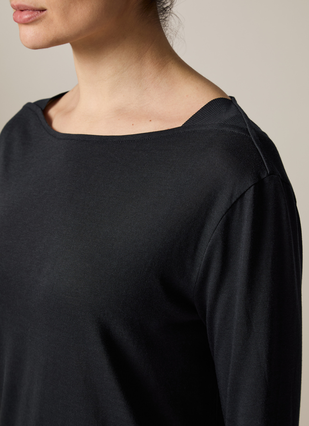 Longsleeve Rundhals 3/4 Arm, Black Detailansicht 2