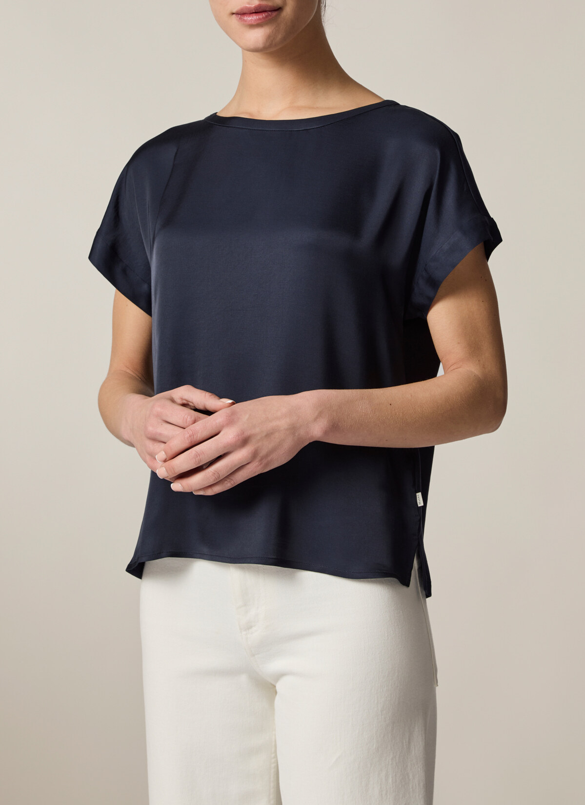 T-Shirt Rundhals 1/2 Arm, Navy Frontansicht