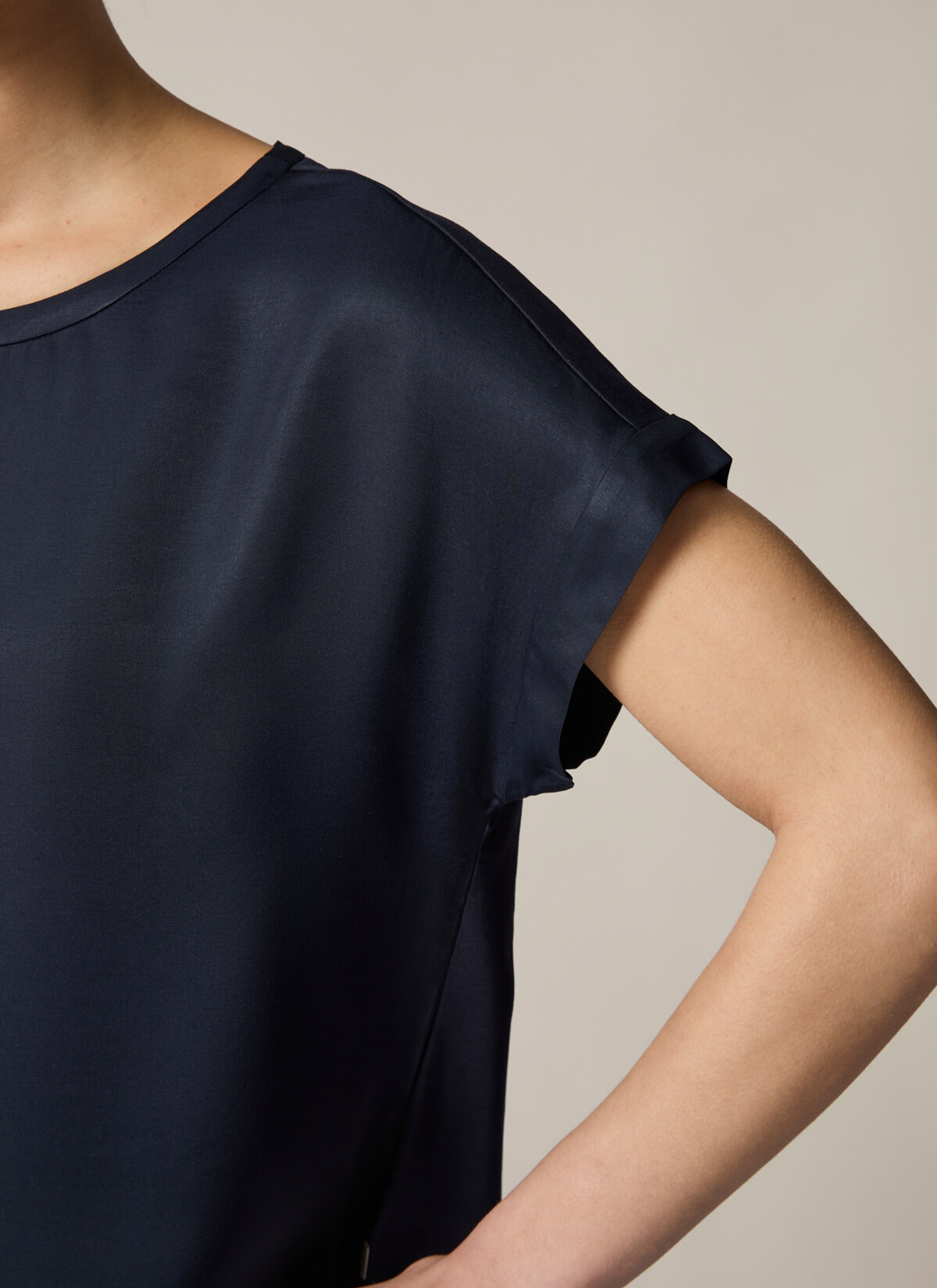 T-Shirt Rundhals 1/2 Arm, Navy Detailansicht 2