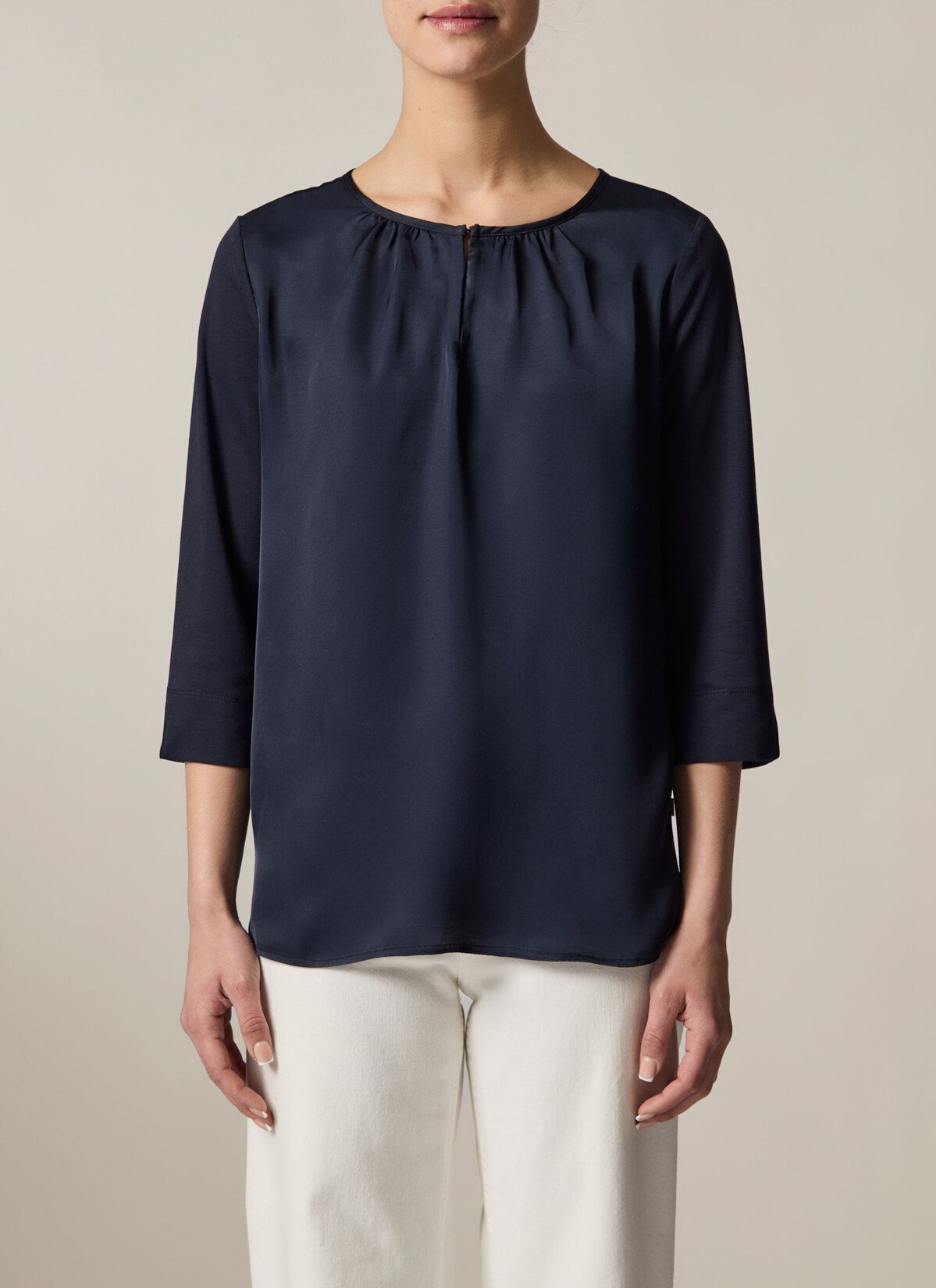 T-Shirt Rundhals 1/2 Arm, Navy Detailansicht 1