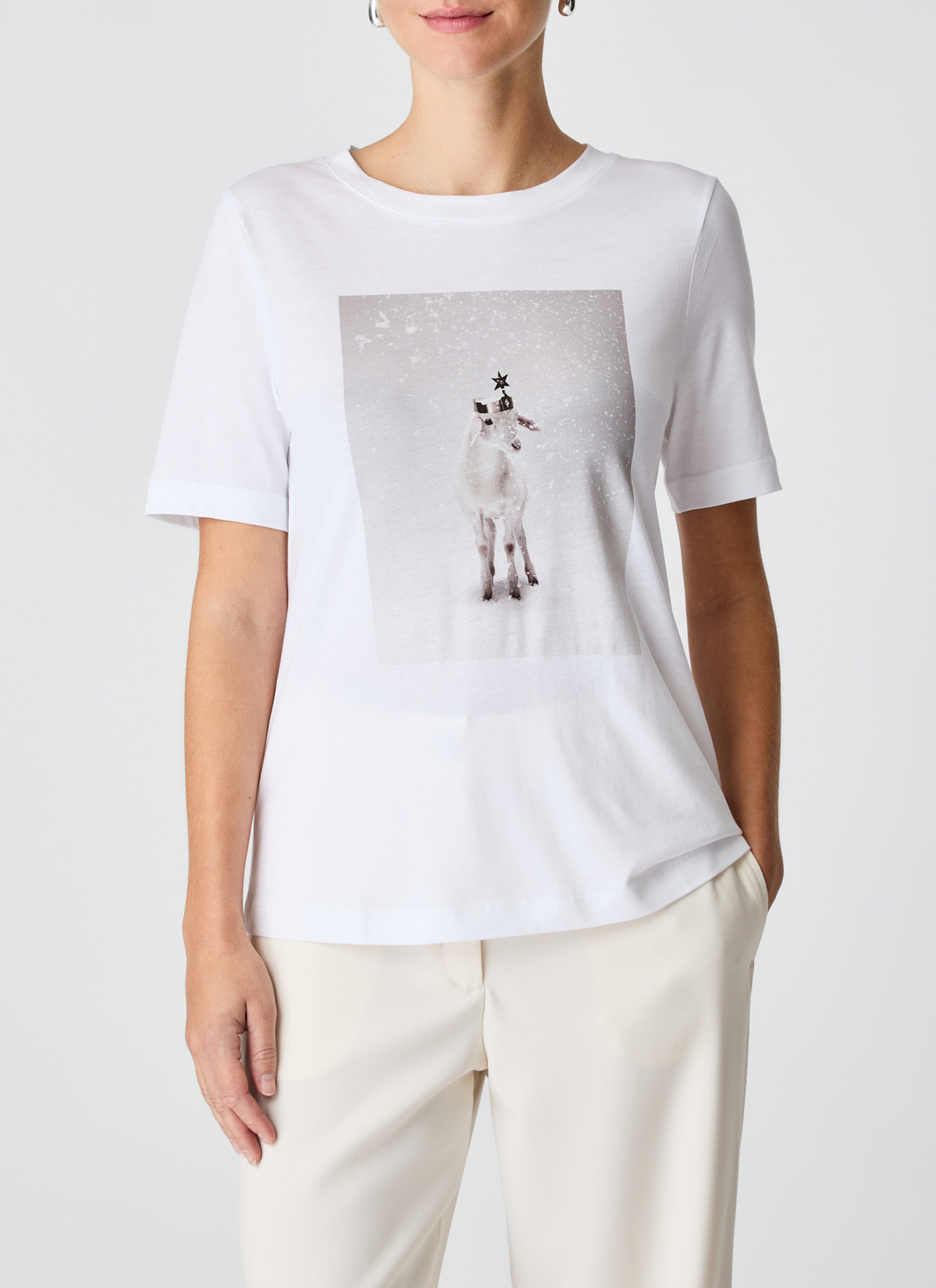 T-Shirt Rundhals 1/2 Arm, Pure White Frontansicht