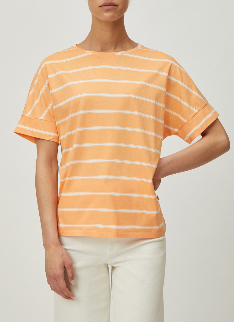 T-Shirt Rundhals 1/2 Arm, Apricot Frontansicht