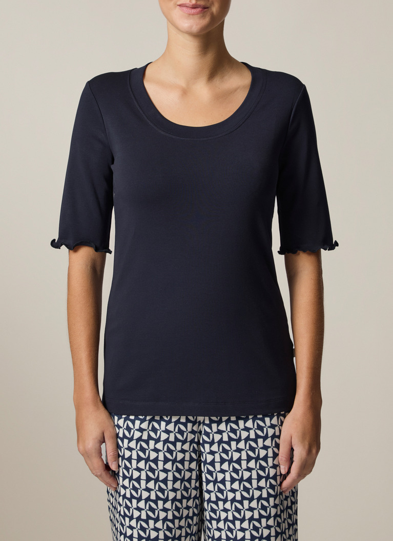 T-Shirt Rundhals 1/2 Arm, Navy Frontansicht