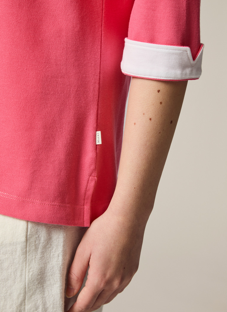 Poloshirt, Hibiscus Detailansicht 2