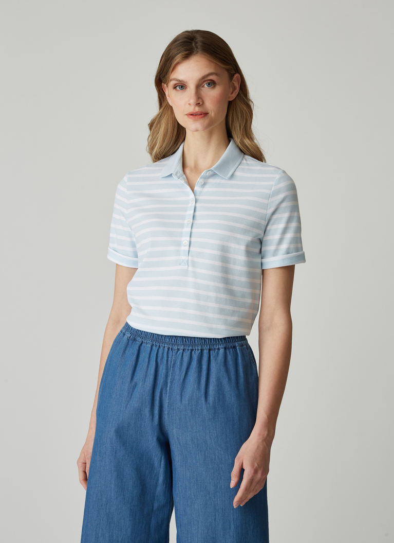 Poloshirt, Cold Blue/White Frontansicht