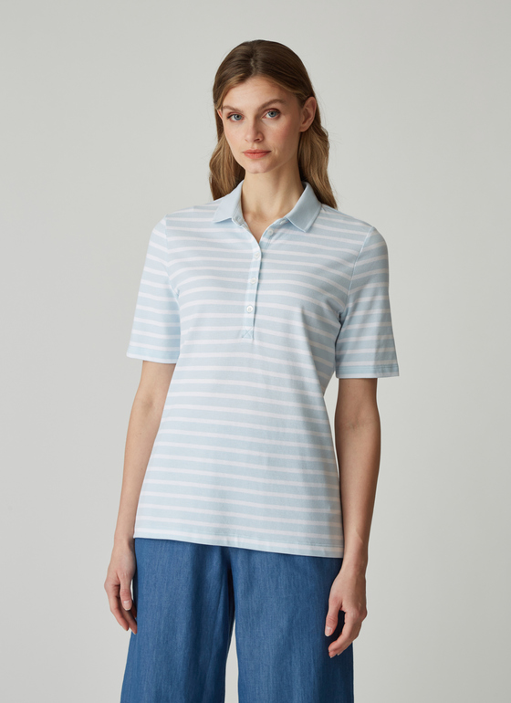 Poloshirt Cold Blue/White Frontansicht