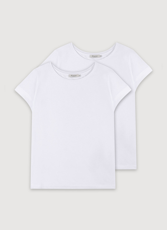 T-Shirt Set Rundhals, 1/1 Arm, 3/4 Arm Pure White Frontansicht