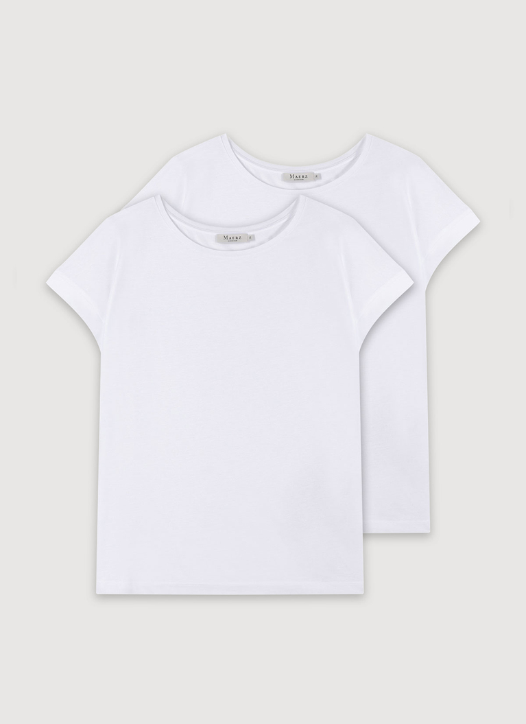 T-Shirt Set Rundhals, 1/1 Arm, 3/4 Arm, Pure White Frontansicht