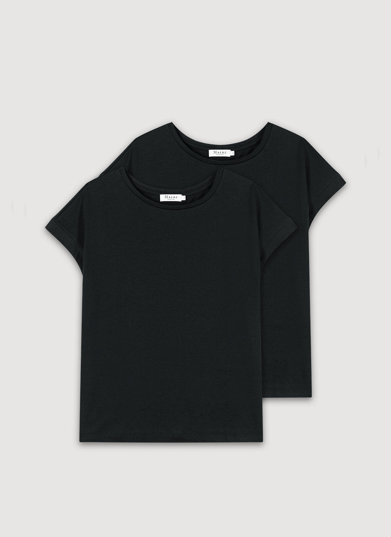 T-Shirt Set Rundhals, 1/1 Arm, 3/4 Arm, Black Frontansicht