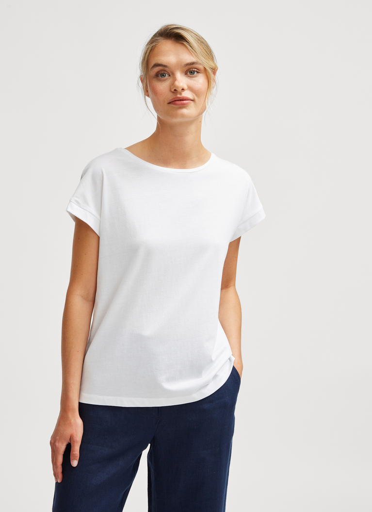 T-Shirt Set Rundhals, 1/1 Arm, 3/4 Arm, Pure White Frontansicht