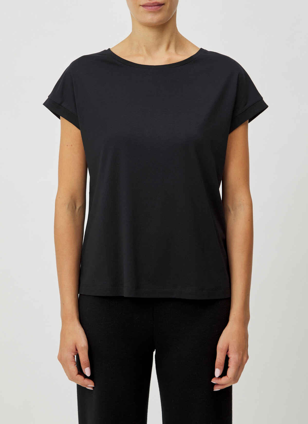 T-Shirt Set Rundhals, Black Frontansicht