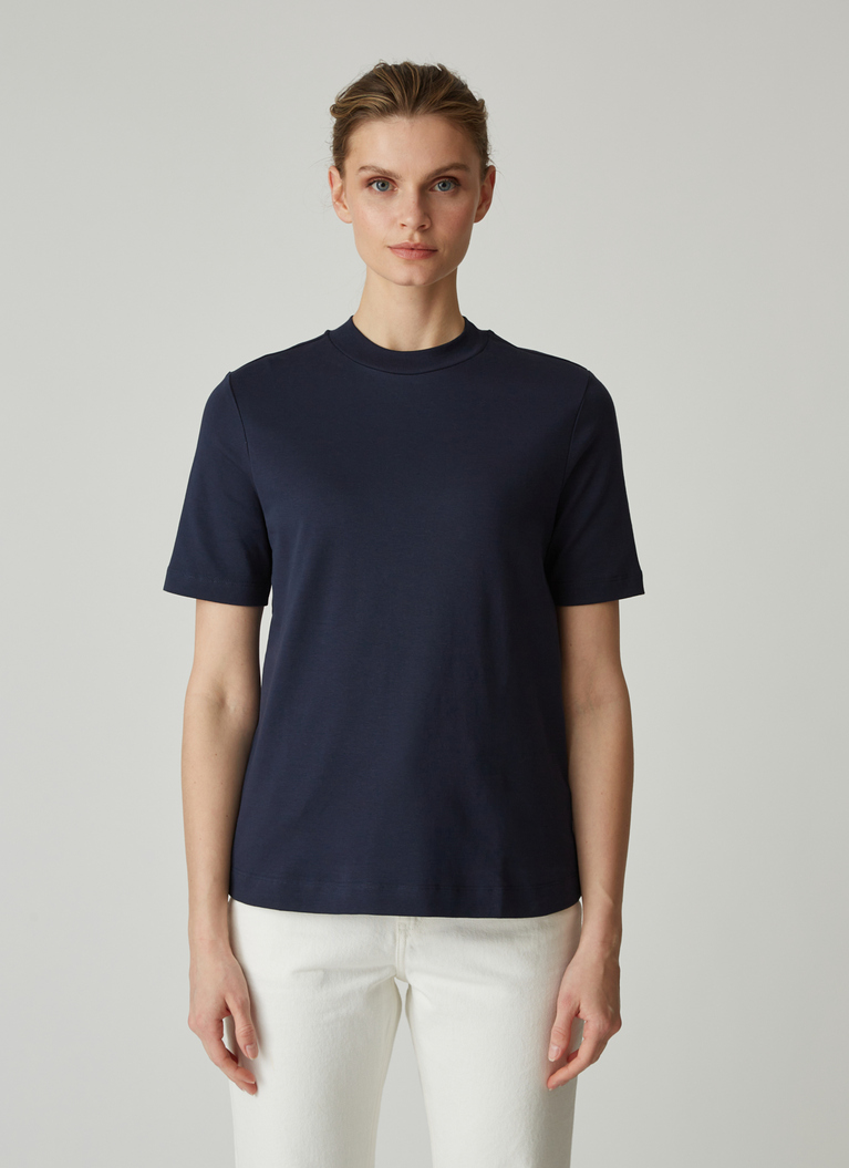 T-Shirt Rundhals 1/2 Arm, Navy Frontansicht