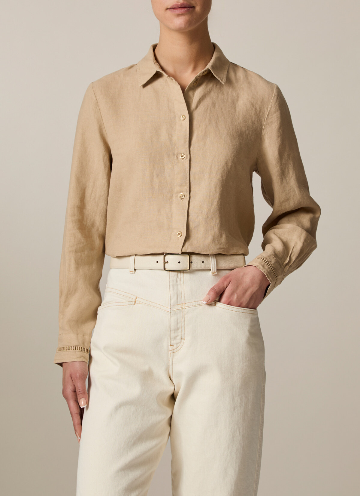 T-Shirt Rundhals, Beach Brown Frontansicht