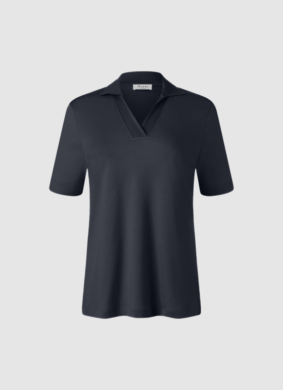 Poloshirt o. Knopf 1/2 Arm Navy Frontansicht