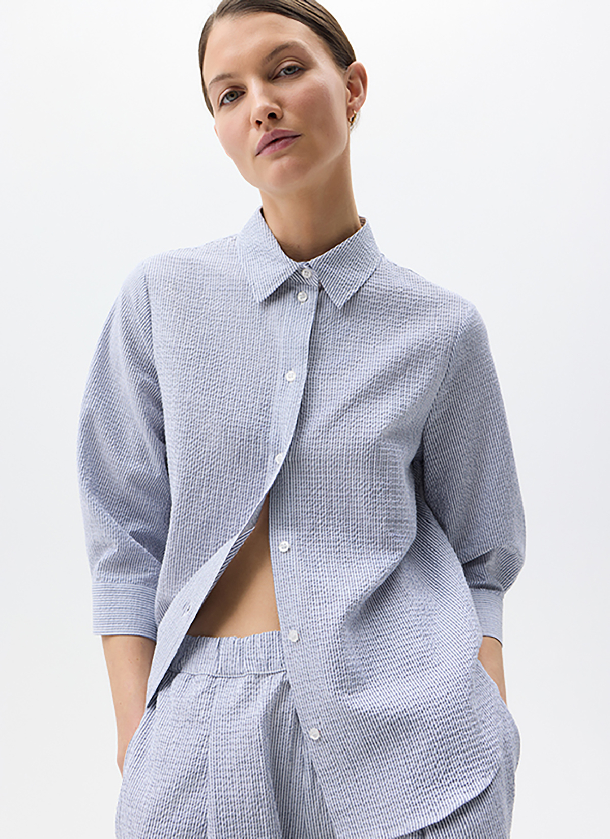 Bluse 3/4 Arm, Mystic Blue Frontansicht