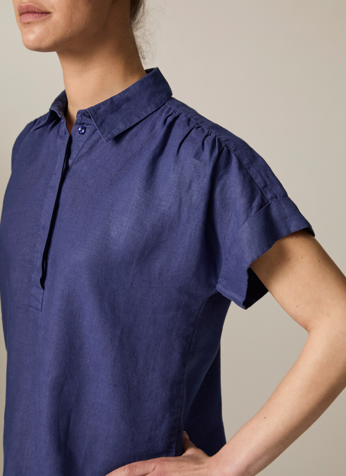 Shirt Polohemd 1/1 Arm, Mystic Blue Detailansicht 2