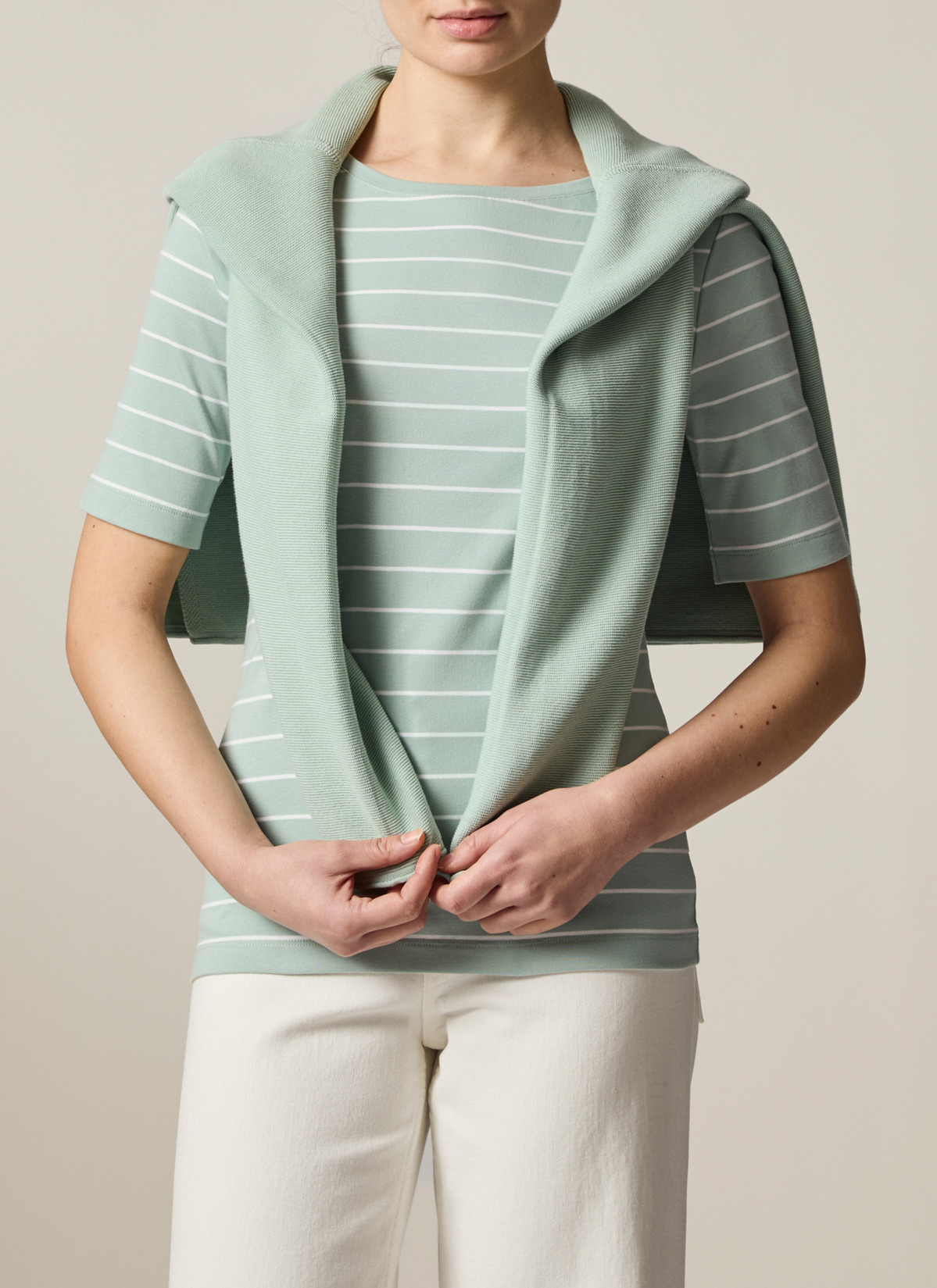 T-Shirt Rundhals 1/2 Arm, Light Aqua Frontansicht