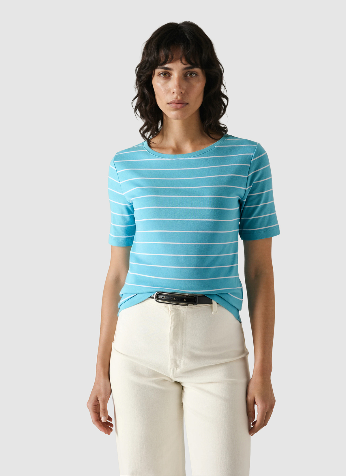 T-Shirt Rundhals 1/2 Arm, Delphinium Blue Detailansicht 2