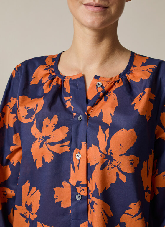 Bluse 3/4 Arm Mystic Blue Frontansicht
