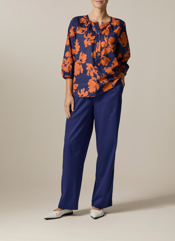 Bluse 3/4 Arm Mystic Blue Frontansicht