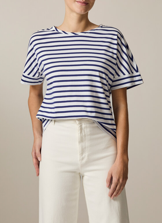 T-Shirt Rundhals 1/2 Arm Mystic Blue Frontansicht
