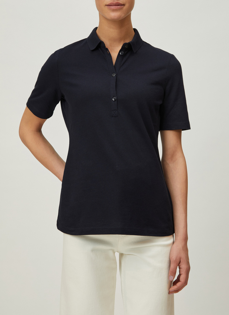 Shirt Polohemd, Knopf 1/2 Arm, Navy Frontansicht