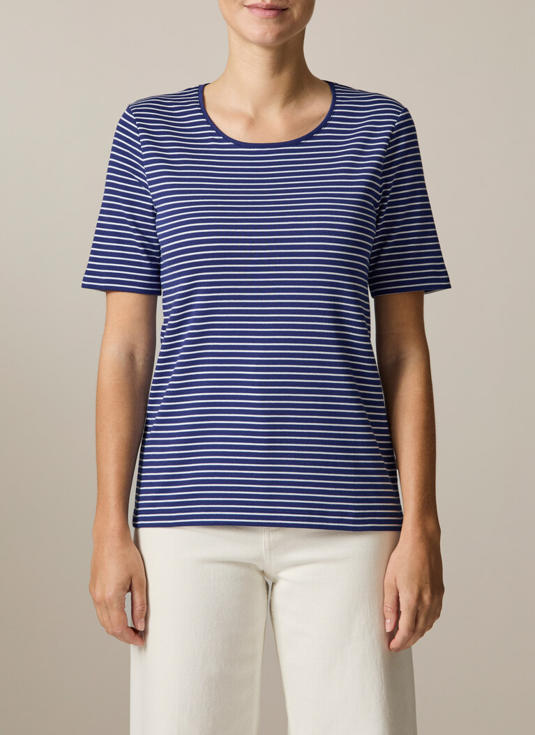 T-Shirt Rundhals 1/2 Arm, Mystic Blue Detailansicht 1