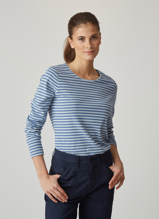 T-Shirt Rundhals, 1/1 Arm, 3/4 Arm Cold Blue/Blue Grape Frontansicht
