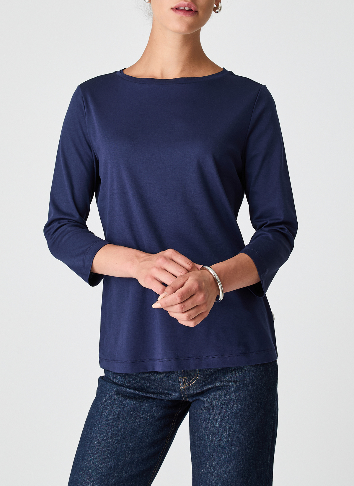 Longsleeve Rundhals 3/4 Arm, Bright Night Frontansicht