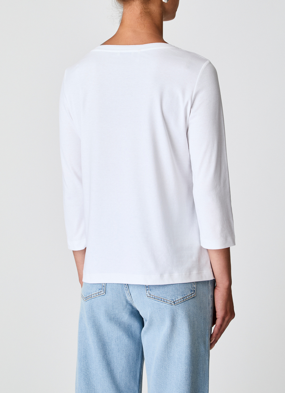 Longsleeve Rundhals 3/4 Arm, Pure White Rückansicht