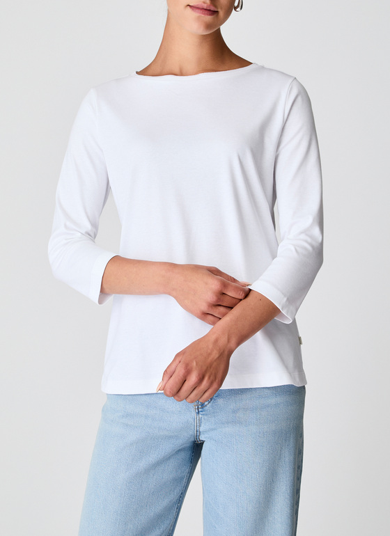 Longsleeve Rundhals 3/4 Arm Pure White Frontansicht