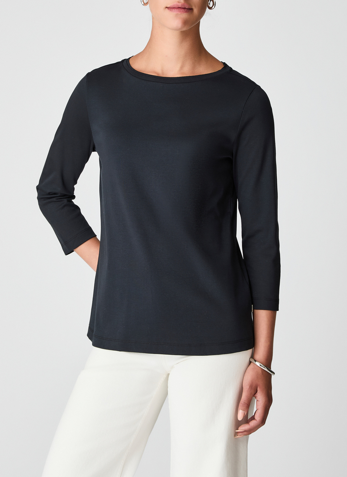 Longsleeve Rundhals 3/4 Arm, Black Detailansicht 1