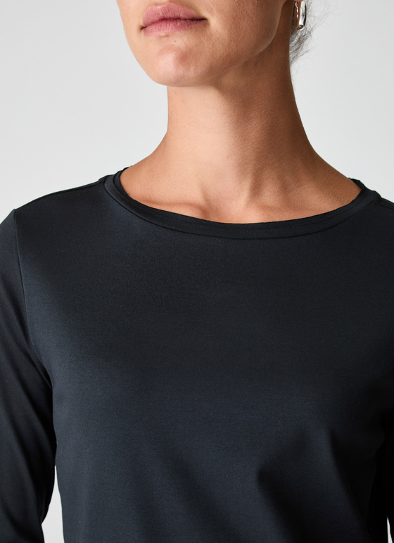 Longsleeve Rundhals 3/4 Arm Black Frontansicht